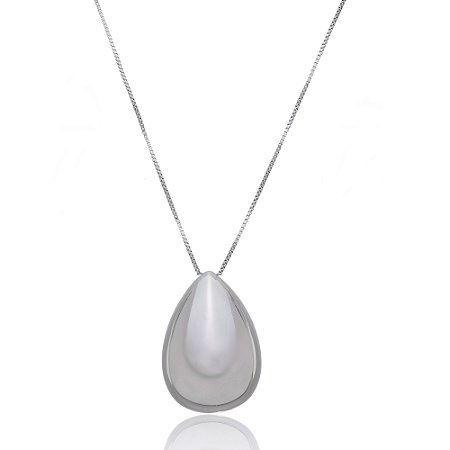 Colar Liso Banho Ródio Branco