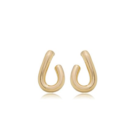 Brinco Dourado Liso em Banho Ouro 18K