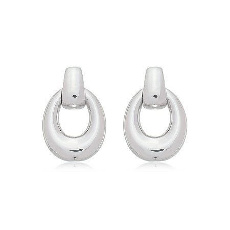 Brinco liso com banho em rodio branco