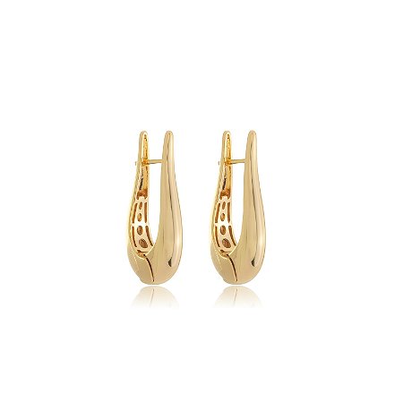 Brinco de argola liso banho em ouro 18k