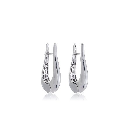 Brinco de argola liso banho em rodio branco