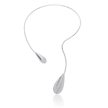 Colar de Aro Liso em Banho Ródio Branco