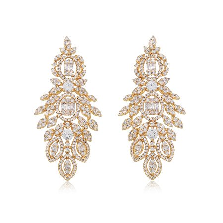 Brinco cravejado zirconia cristal banho em ouro 18k