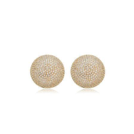 Brinco de base cravejado com zirconia cristal banho em ouro 18K