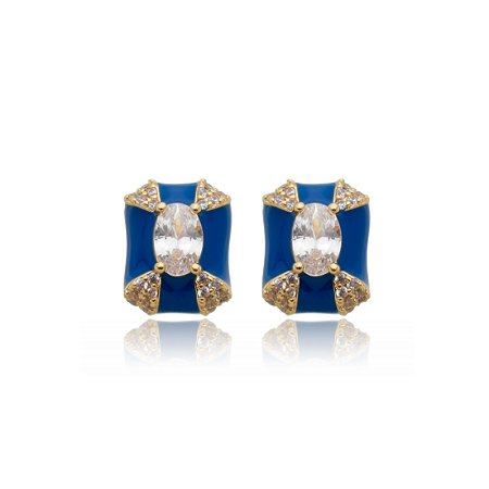 Brinco esmaltado com zirconia banho em ouro 18k