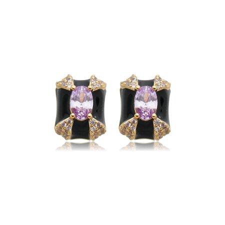 Brinco esmaltado com zirconia banho em ouro 18k
