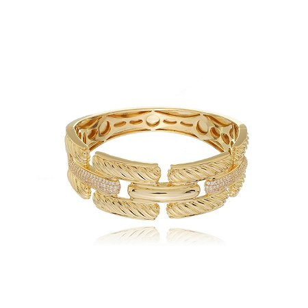 Bracelete dourado cravejado banho em Ouro 18K