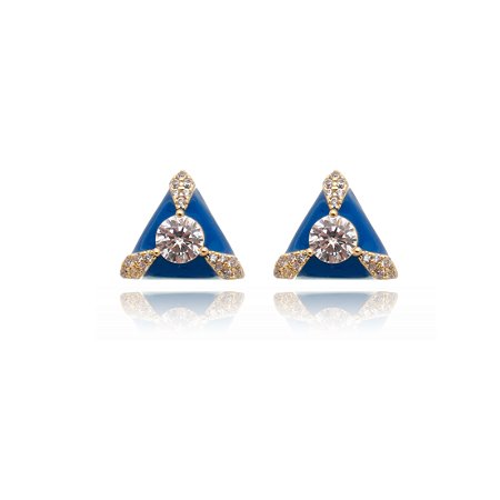 Brinco esmaltado com zirconia cristal banho em ouro 18k