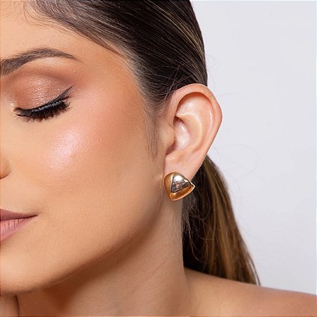 Brinco de argola liso banho em ouro 18k