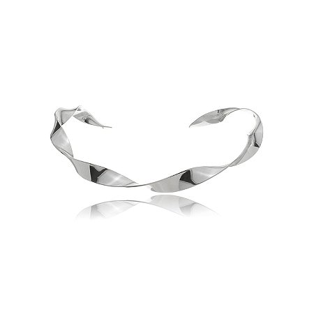 Colar de aro liso banho em Ródio Branco