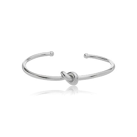 Bracelete liso banho em Ródio Branco