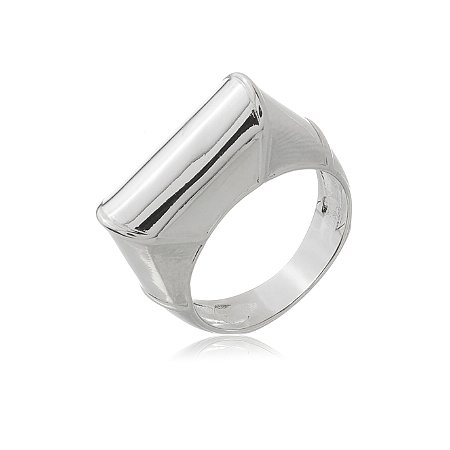 Anel liso banho em rodio branco