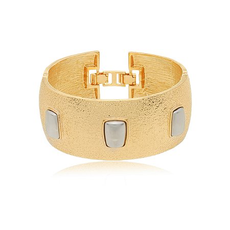 Bracelete luxo dourado com detalhe em banho duplo