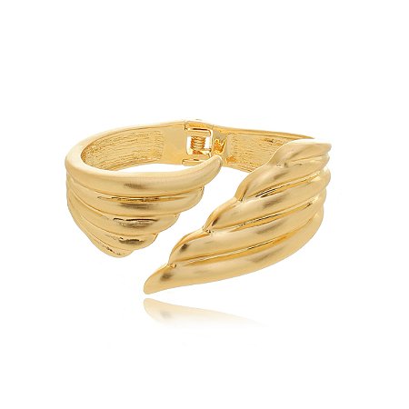 Bracelete acetinado liso com banho em ouro 18k