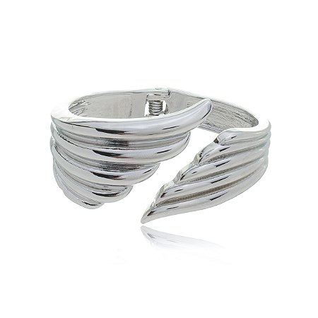 Bracelete detalhado liso com banho em rodio branco