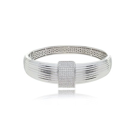 Bracelete com zirconia cristal banho em rodio branco