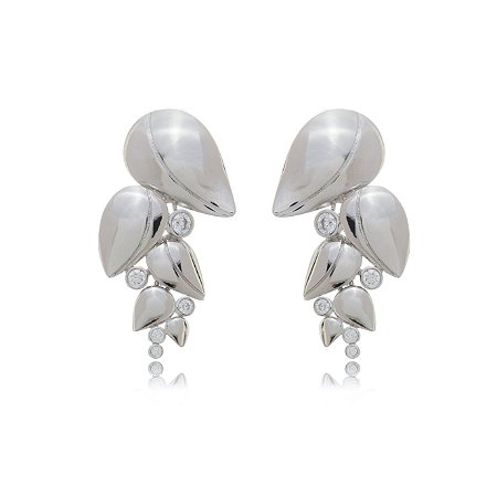 Brinco com zirconia cristal no banho em rodio branco