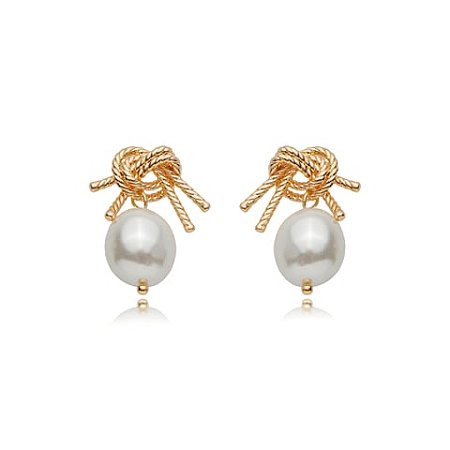 Brinco de perola liso banho em ouro 18k