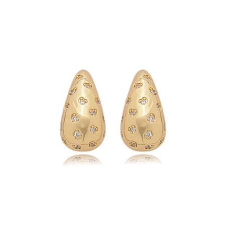 Brinco dourado cravejado com zirconia cristal banho em ouro 18K
