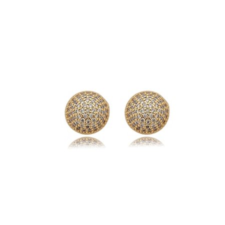 Brinco cravejado com zirconia cristal banho em ouro 18k