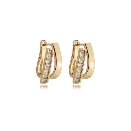 Brinco de argola cravejado de zirconia cristal banho em ouro 18k