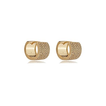 Brinco de argola cravejado de zirconia cristal banho em ouro 18k