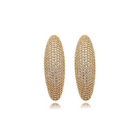 Brinco de argola cravejado de zirconia cristal banho em ouro 18k