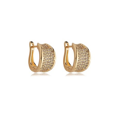 Brinco de argola cravejado de zirconia cristal banho em ouro 18k