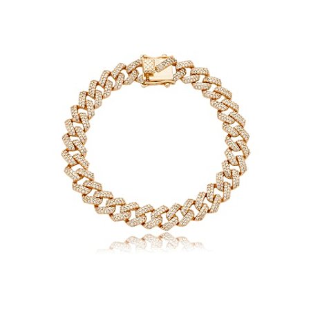 Pulseira cravejada com zirconia cristal banho em ouro 18k