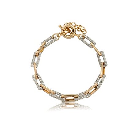 Pulseira cravejada com zirconia cristal banho em ouro 18k