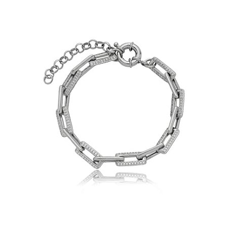 Pulseira cravejada com zirconia cristal banho em rodio branco