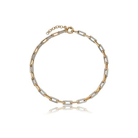 Colar cravejado com zirconia cristal banho em ouro 18k