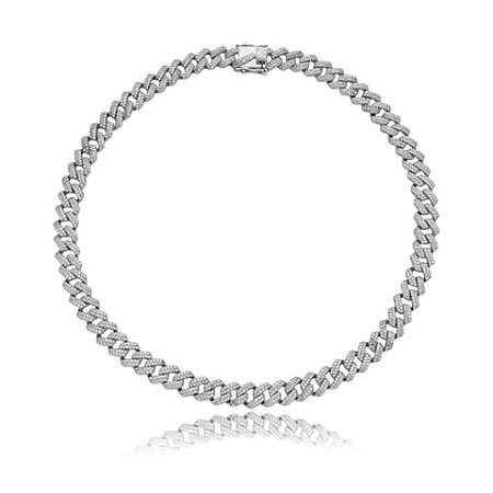 Colar cravejado de zirconia cristal banho em rodio branco
