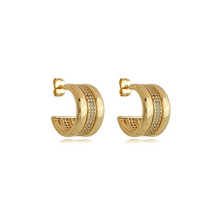 Brinco de argola com zirconia banho em ouro 18k