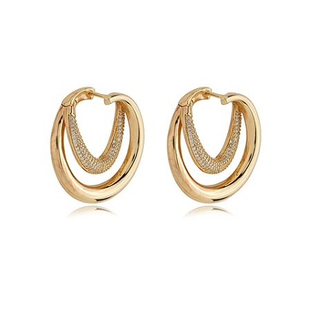 Brinco de argola com zirconia banho em ouro 18k