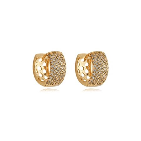 Brinco de argola com zirconia banho em ouro 18k