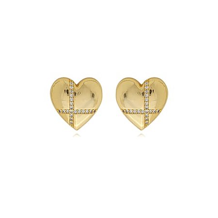 Brinco cravejado de zirconia cristal banho em ouro 18k