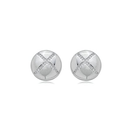 Brinco cravejado de zirconia cristal banho em rodio branco