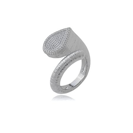 Anel com zirconia cristal banho em rodio branco