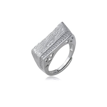 Anel cravejado de zirconia cristal banho em rodio branco