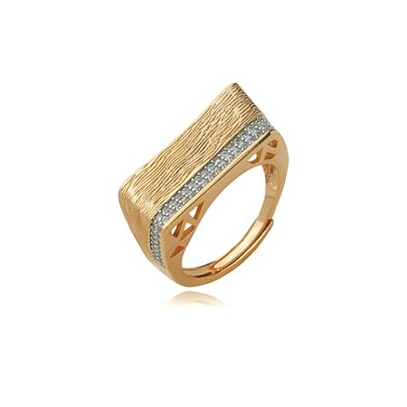 Anel dourado com zirconia cristal banho em ouro 18k
