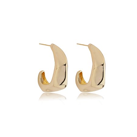 Brinco de argola liso banho em ouro 18k