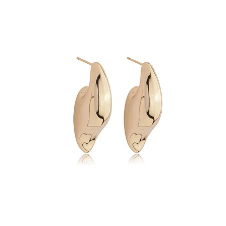 Brinco de argola liso banho em ouro 18k