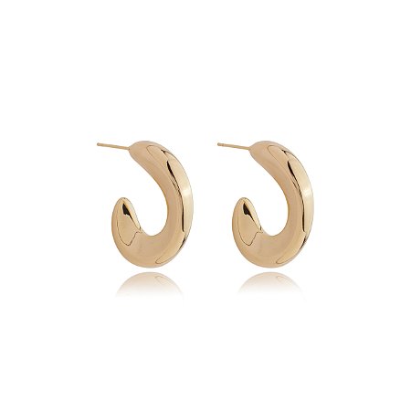 Brinco de argola liso banho em ouro 18k