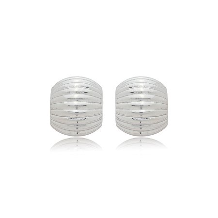 Brinco de argola liso banho em rodio branco