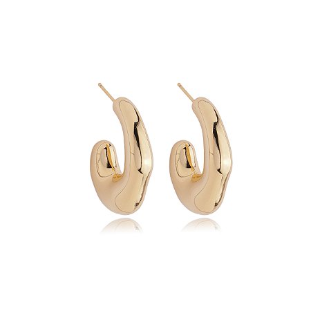 Brinco de argola liso banho em ouro 18k