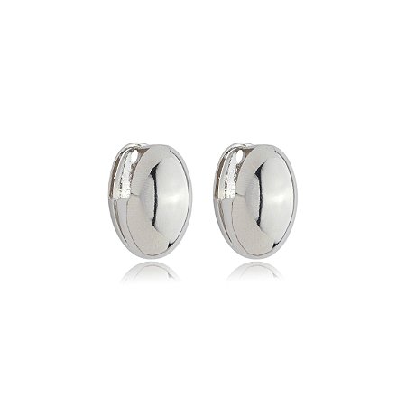 Brinco de argola liso banho em rodio branco
