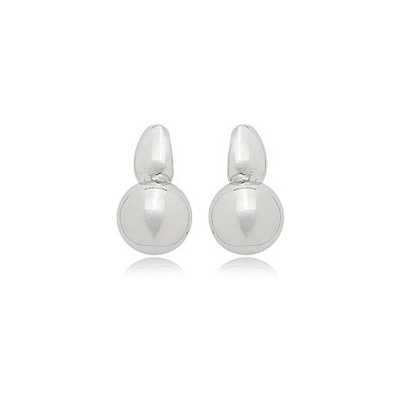 Brinco de argola liso banho em rodio branco