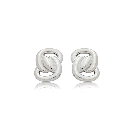 Brinco liso banho em rodio branco