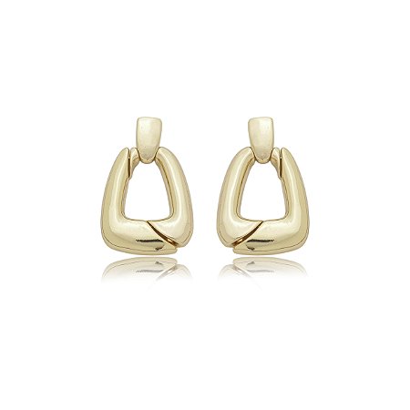 Brinco liso banho em ouro 18k